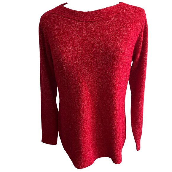 Croft & Barrow Red Sweater With Silver Metallic Thread Size Small - Picture 1 of 8